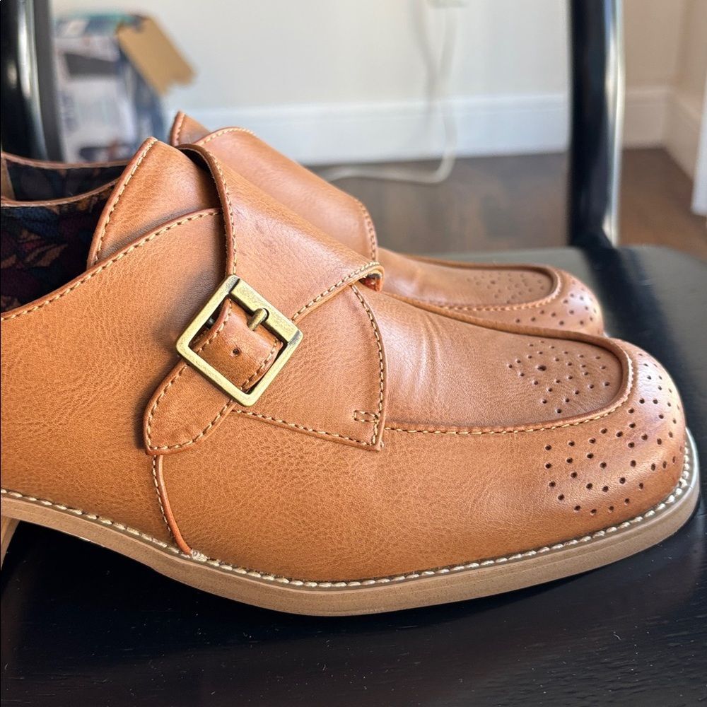 Korks Theodore Loafers Women’s Brown Leather Slip-On Oxford buckle tan shoes 9 - Picture 5 of 13